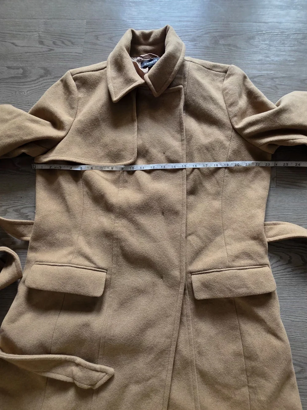 Classic Express Camel Wool-Blend Belted Trench Coat (XL)